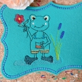 Bild 3 von Stickdatei lustiger Frosch im Konturstich