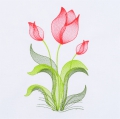 Bild 3 von Stickdatei Tulpen Tulpenstrauß verschiedene Größen