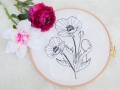 Bild 1 von Stickdatei Mohn Mohnblume Redwork 3 Größen