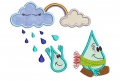 Bild 3 von Stickdatei Regen lustige Regentropfen 2 Größen