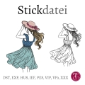 Bild 1 von Stickdatei Dame im Sommerkleid Sommer Konturstich 