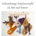 Bild 1 von Nähanleitung Nikolausstiefel Reh Rentier inkl. Schnittmuster Anleitung und Stickdatei