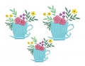 Bild 2 von Stickdatei Kaffeetasse Teetasse mit Blumen 3 Größen
