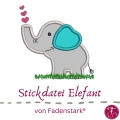 Bild 1 von Stickdatei Elefant Applikation zwei Größen