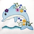 Bild 2 von Stickdatei Delfin mit Blumen