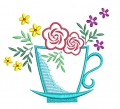 Bild 1 von  Stickdatei Blumentasse Tasse mit Blumen verschiedene Größen