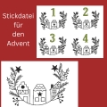 Bild 1 von Stickdatei Advent Kranz Zweige Häuser im SET mit blanko Kranz für eigene Projekte