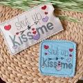 Bild 10 von Stickdatei Valentinstag Mug Rug Schokohülle Herzen shut up and kiss me