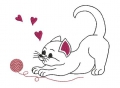 Bild 1 von Stickdatei Katze mit Wollknäul Redwork verschiedene Größen  / (Größe) 13x18cm