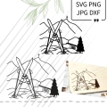 Bild 1 von Plotterdatei Laser Motiv Ski Berge
