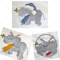 Stickdatei doodle Elefant Winter SET XL
