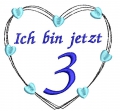 Stickdatei Herz 3. Geburtstag 10x10cm und 13x13cm