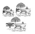 Bild 4 von Stickdatei Strand Palmen Liegestuhl Konturstiche