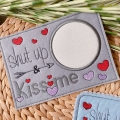 Bild 9 von Stickdatei Valentinstag Mug Rug Schokohülle Herzen shut up and kiss me