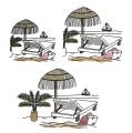 Bild 3 von Stickdatei Strand Palmen Liegestuhl Konturstiche