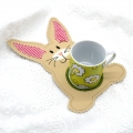 Bild 2 von Stickdatei Mugrug Untersetzer Hase Osterhase für Eierbecher und Tasse