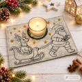 Bild 2 von Stickdatei ITH Rentier mit Weihnachtsmann Untersetzer Adventskranz to go Mugrug