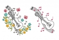 Bild 2 von Stickdatei Musik Gitarre Blumen verschiedene Größen