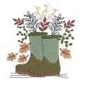 Bild 2 von Stickdatei Gummistiefel Herbst Laub Blätter